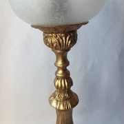 Lampe ancienne bronze doré médaillon tulipe gravé 47 cm décoration intérieure