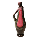 Old Pitcher, Jug, Carafe in Pink and Brown Ceramic Vallauris Style Vintage