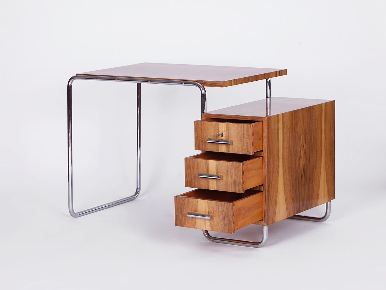 Functionalist Desk Czech Bauhaus Tubular Steel, 1930s