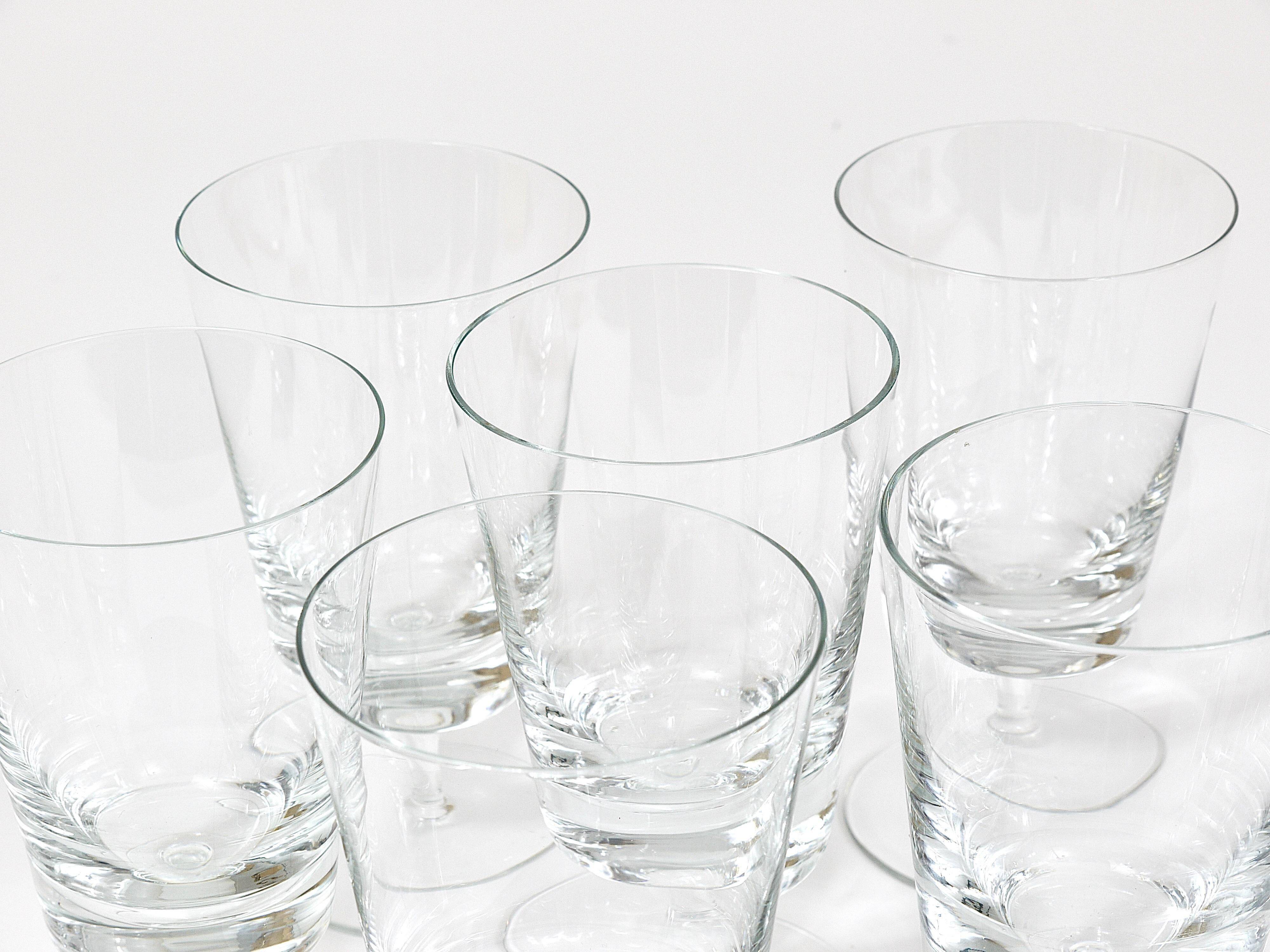 Set of six mid-century crystal wine glasses, Austria, 1950s.