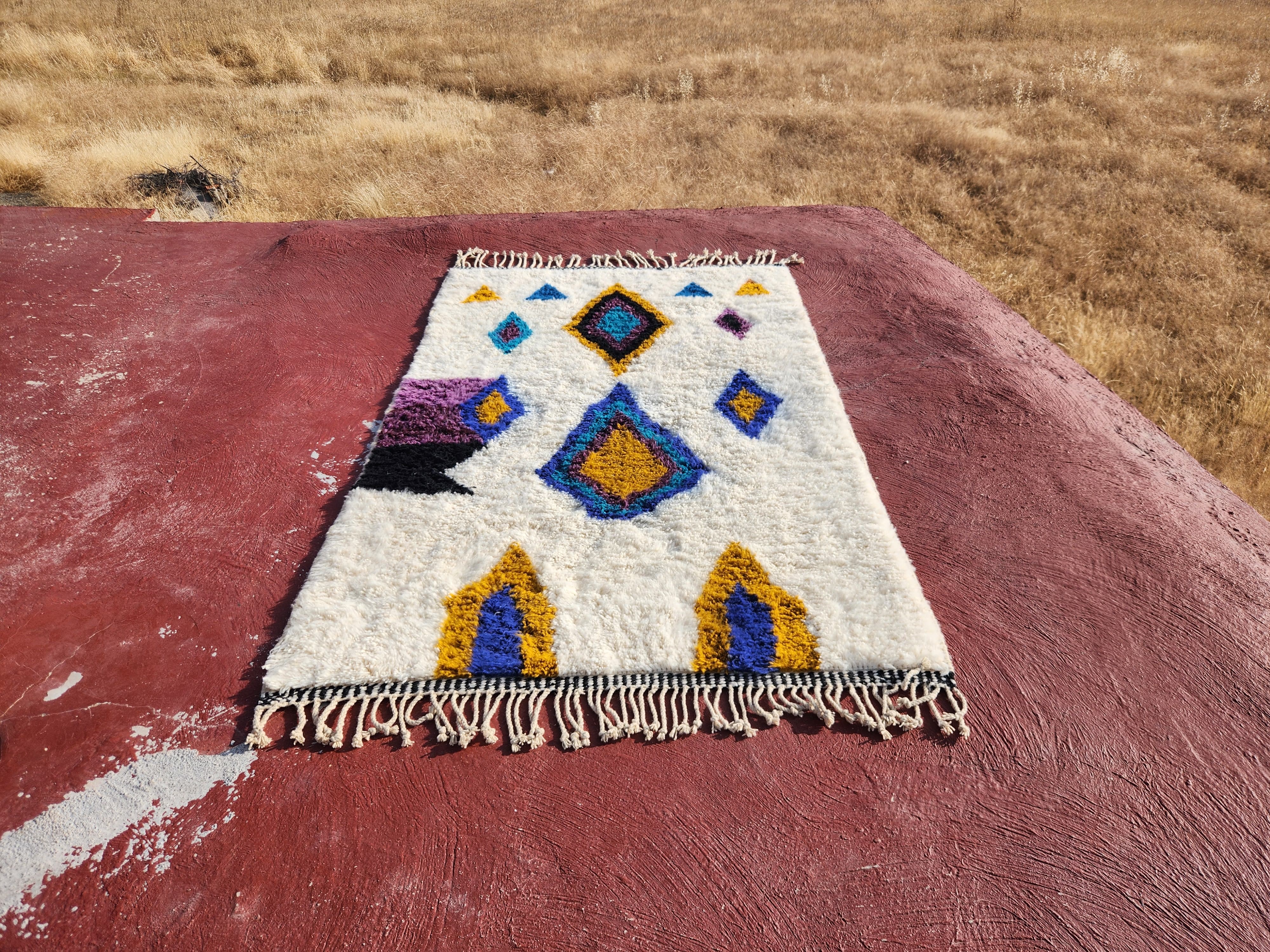 Beni Ouarain rug 250x150 cm in natural wool – Moroccan Berber rug