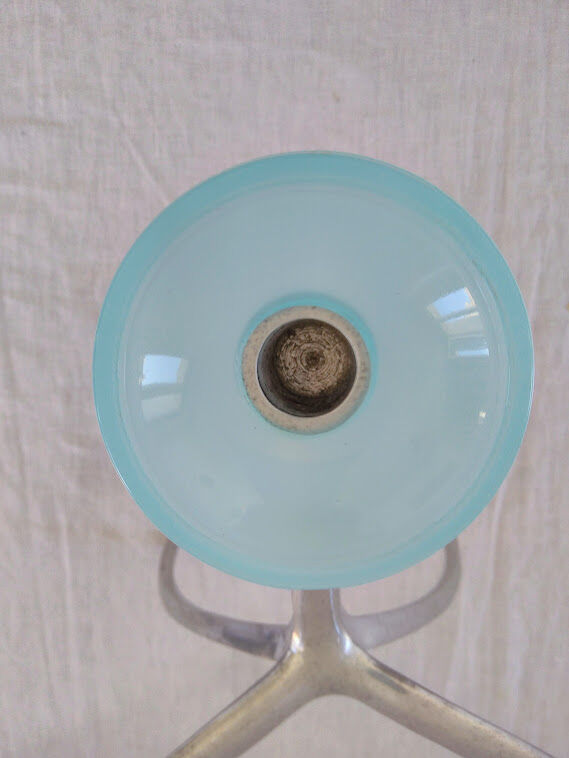 Chrome and blue seventies candlestick