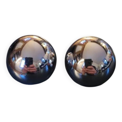 2 boutons de meuble en laiton chromé