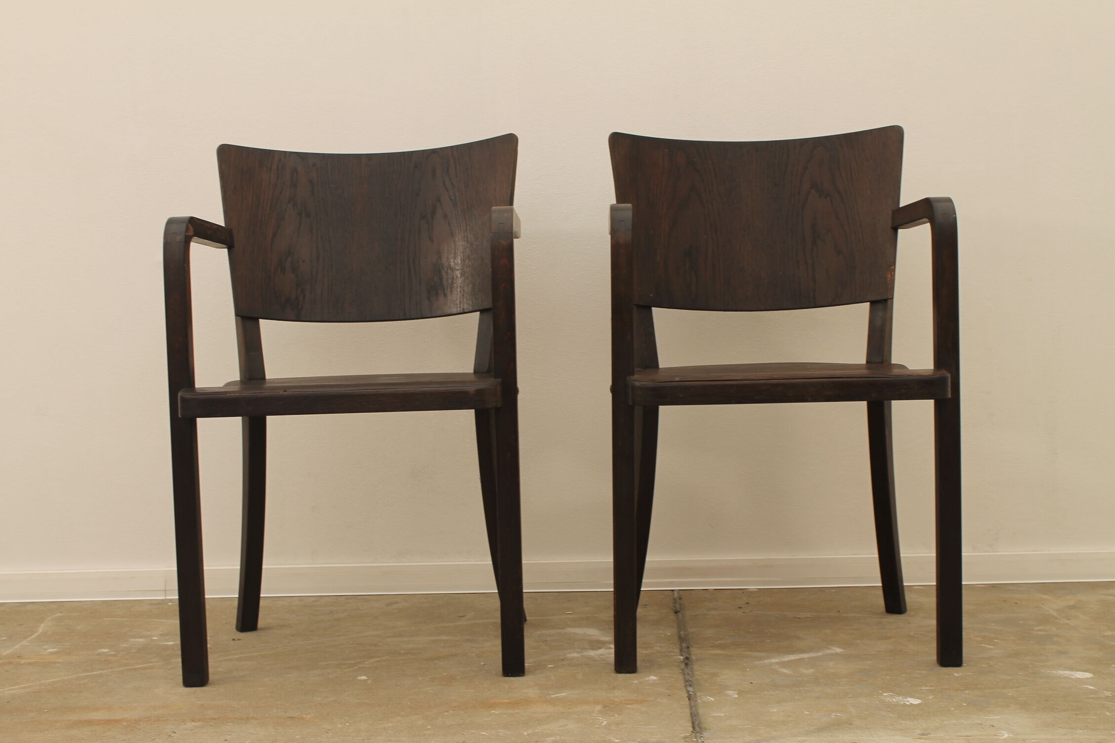 Bentwood writing desk armchairs, 1950s, Czechoslovakia