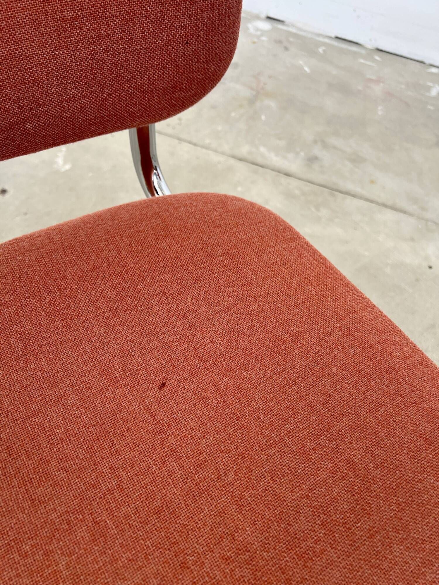Pair of Marcel Breuer B64 Knoll armchairs in coral fabric