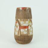 Italian mid century vase fratelli fanciullacci horse sgraffito decor rare glaze variation