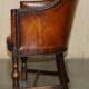 Fauteuil de bureau Édouardien 1910 en cuir et chêne sculpté