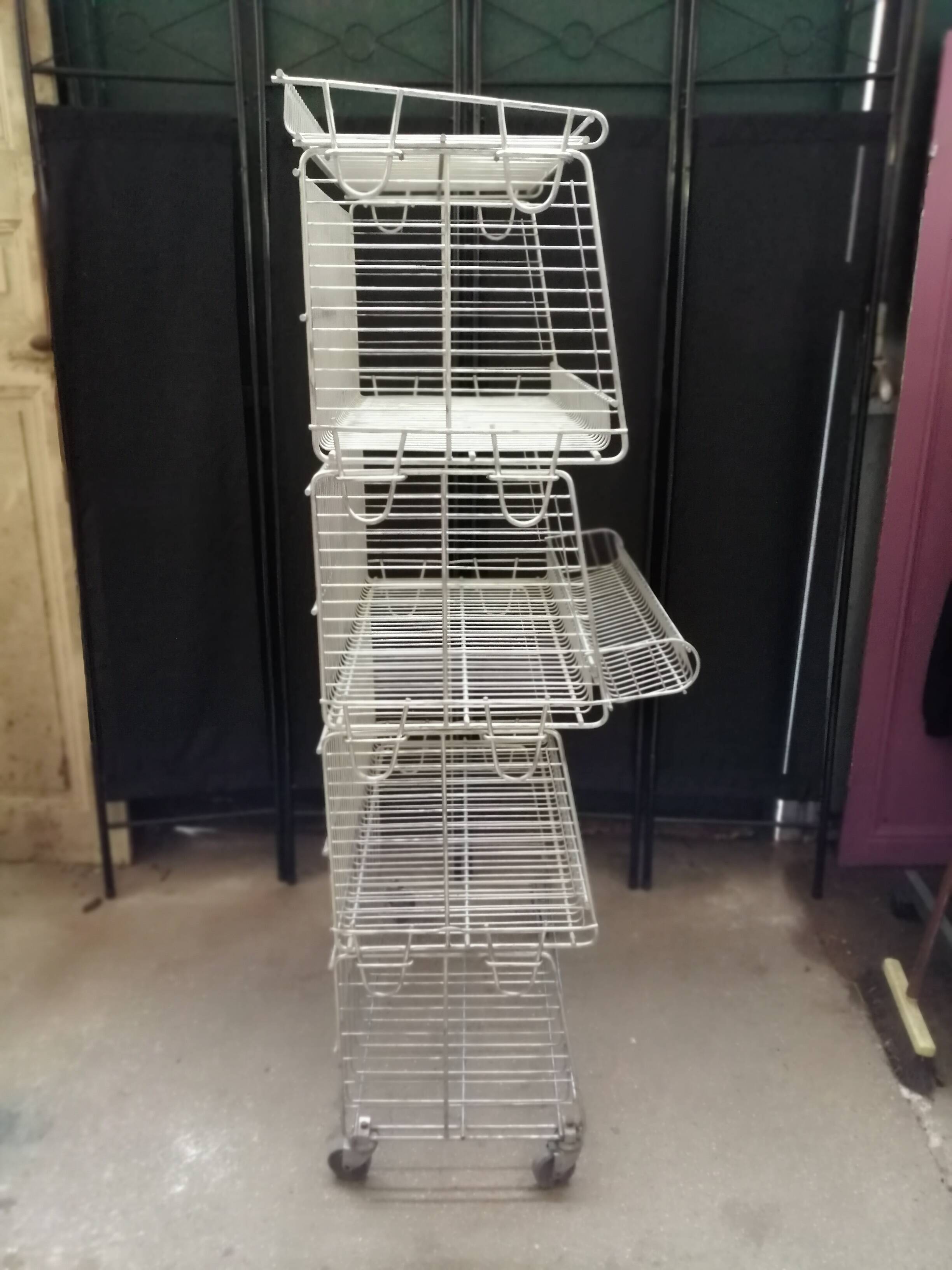 Vintage old shelf store wire wire basket modular industrial design 70s