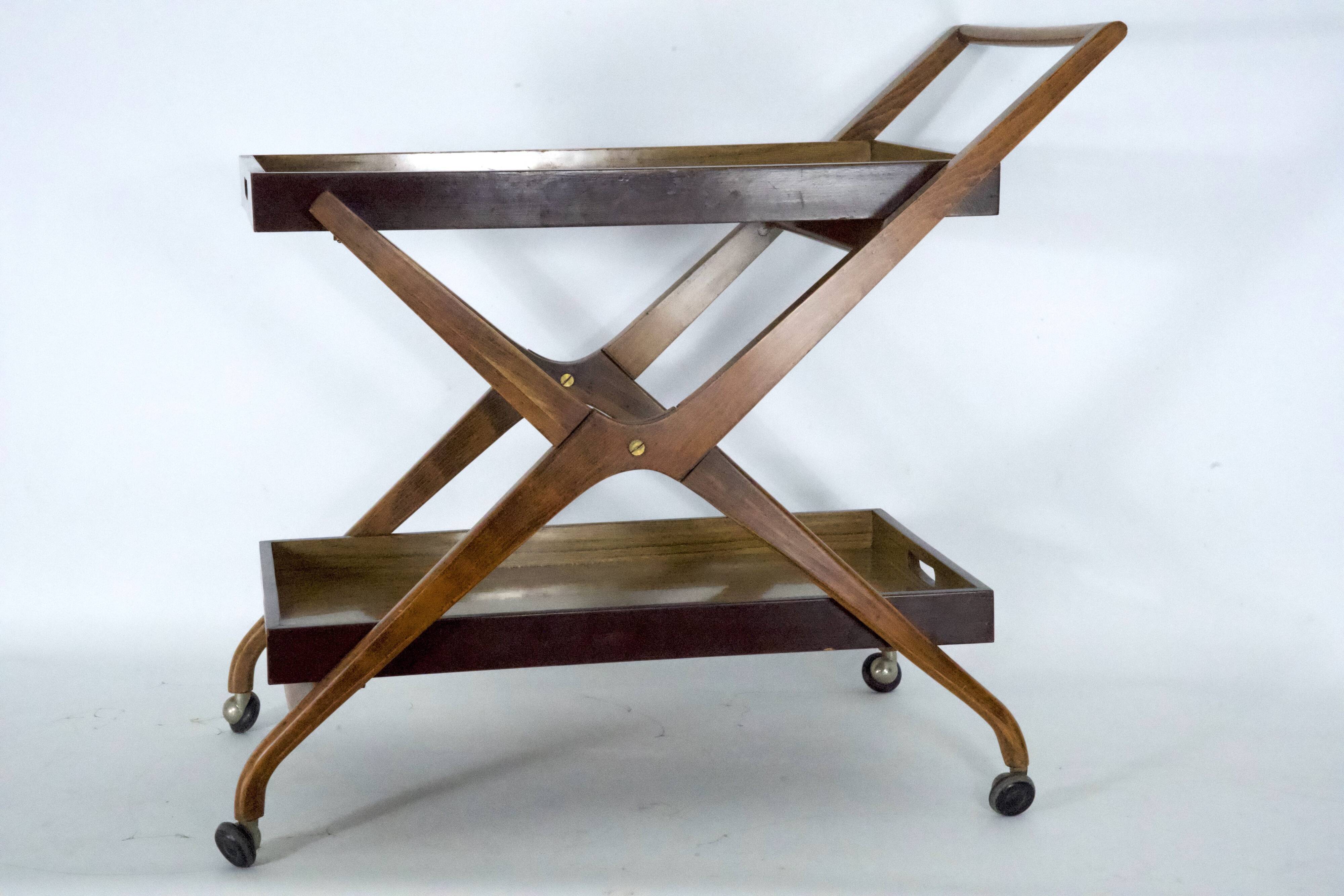 Mid-Century Wood and Formica Bar Cart, Italy 1950s.