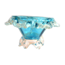 Salière XIXème saleron cristal bleu frise et pied incolores collés à chaud