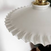 Vintage 1950s entirely white serrated opaline pendant light