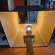 Bronze lamp and dark brown fabric shade