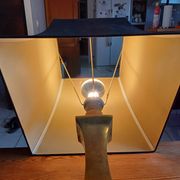 Bronze lamp and dark brown fabric shade