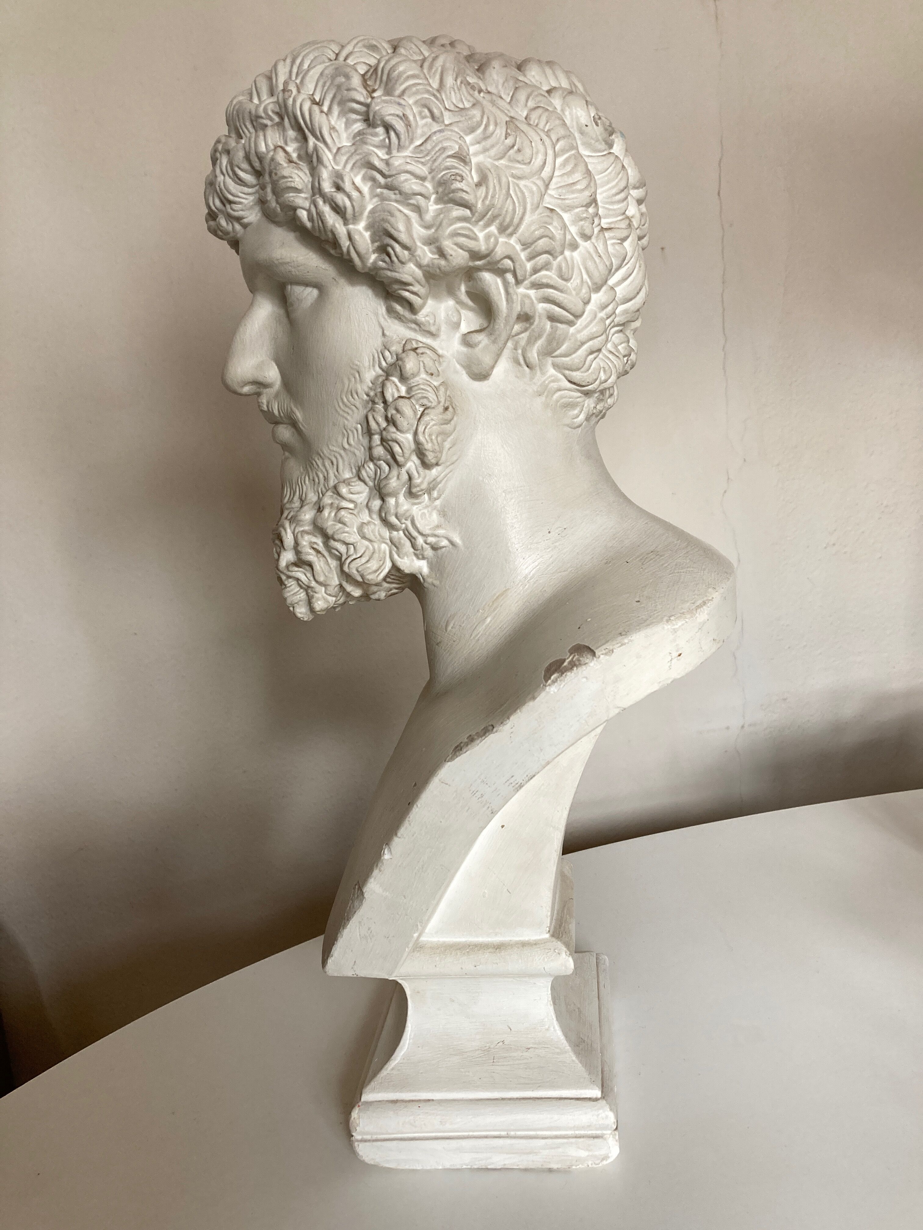 Greco-Roman bust in full plaster of Emperor Lucius Verus Borghese collection