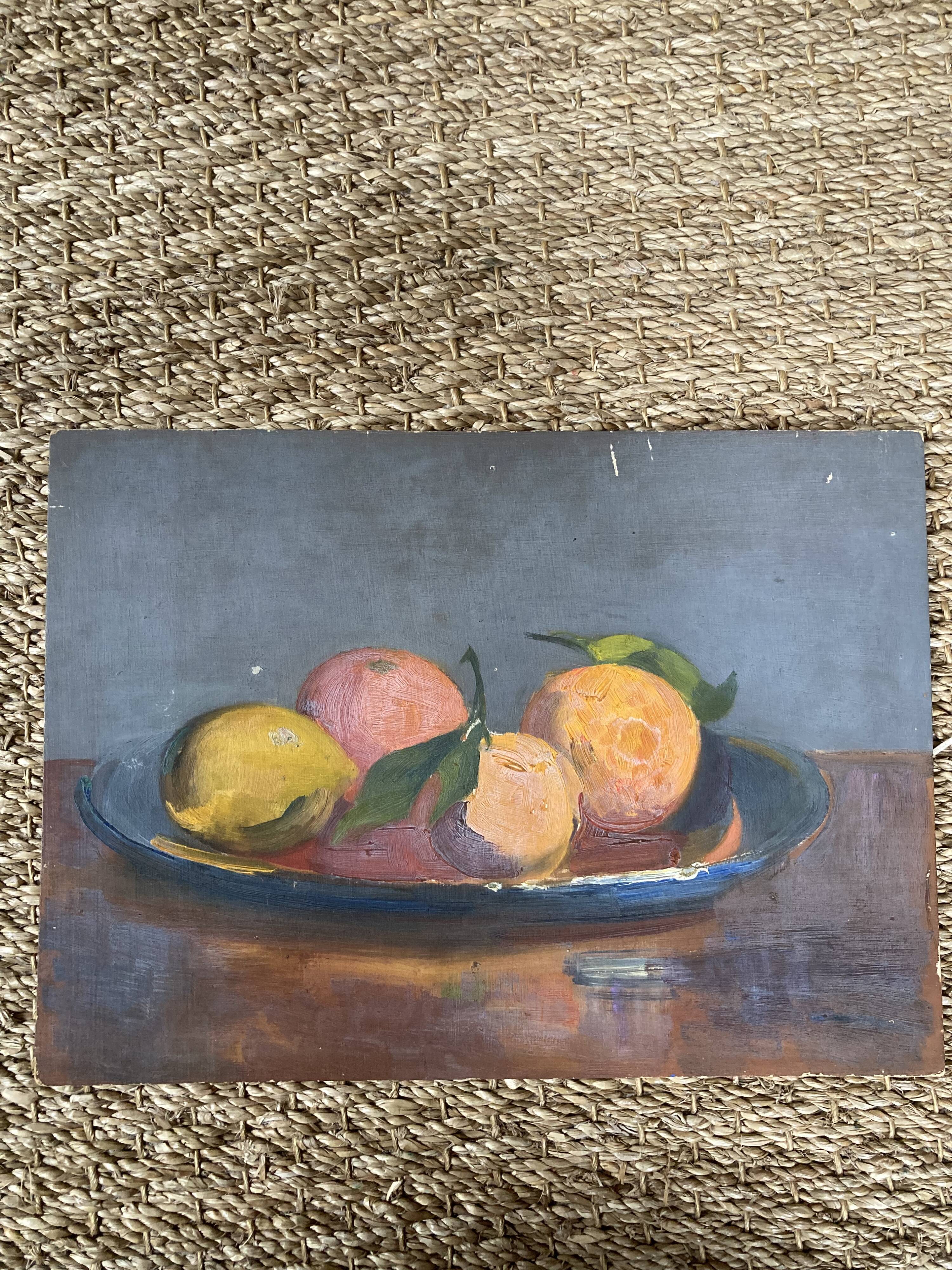 Still life in oil on impressionist cardboard