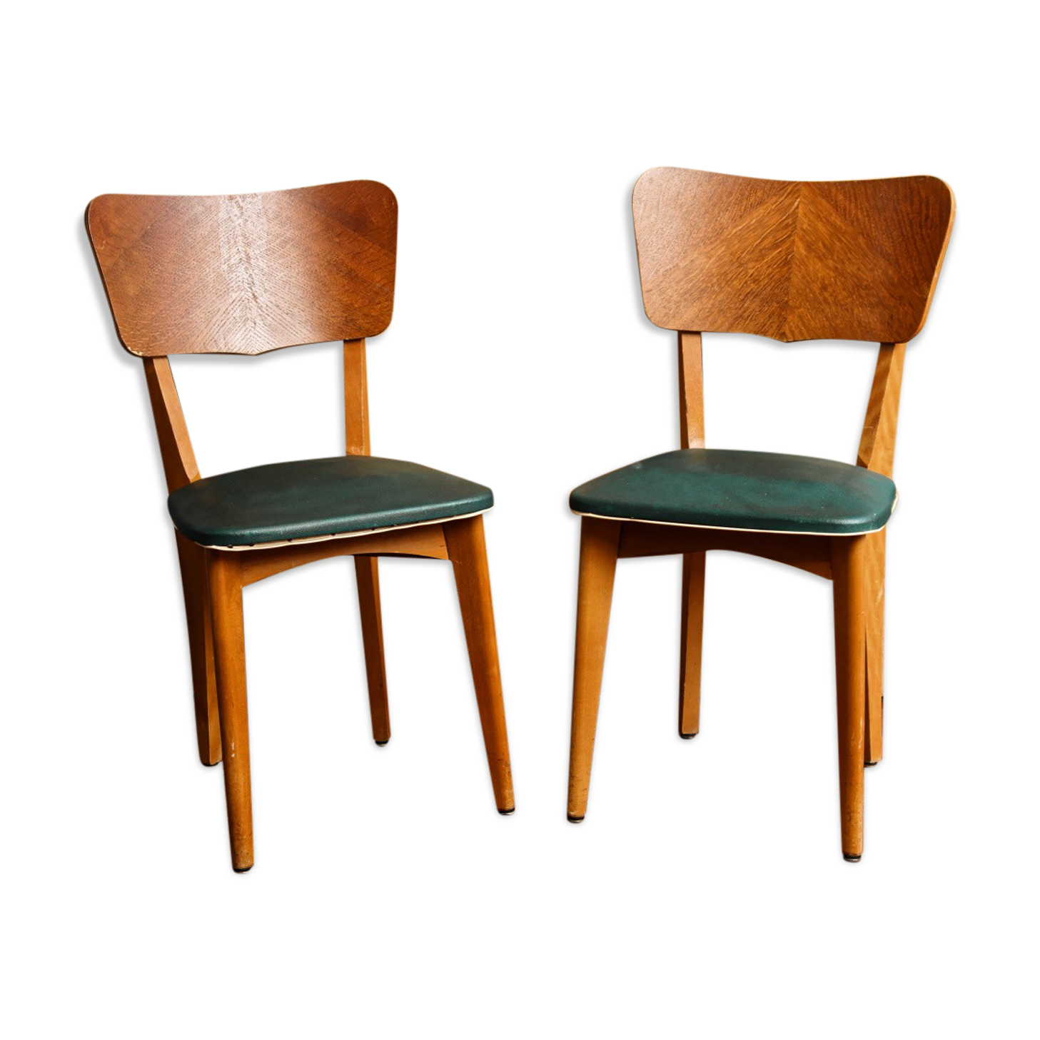 Lot de 2 chaises, moleskine et bois