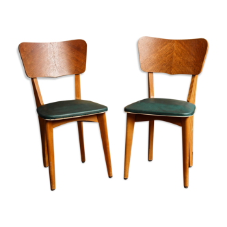 Lot de 2 chaises, moleskine et bois