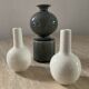 Trio of glazed ceramic vases