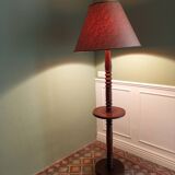 Turned wooden floor lamp