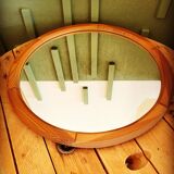 Miroir rond en bois
