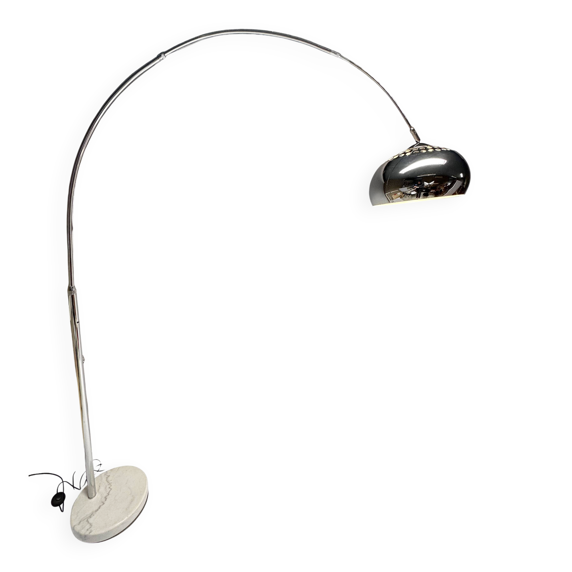 Chrome arc lamp in perfect condition, retro 1970s style.