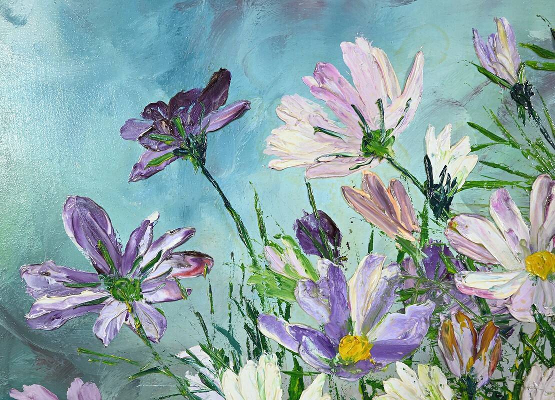 Oil on Panel “Wild Flowers” by I. Kitter Ferrus – Mid 20th Century