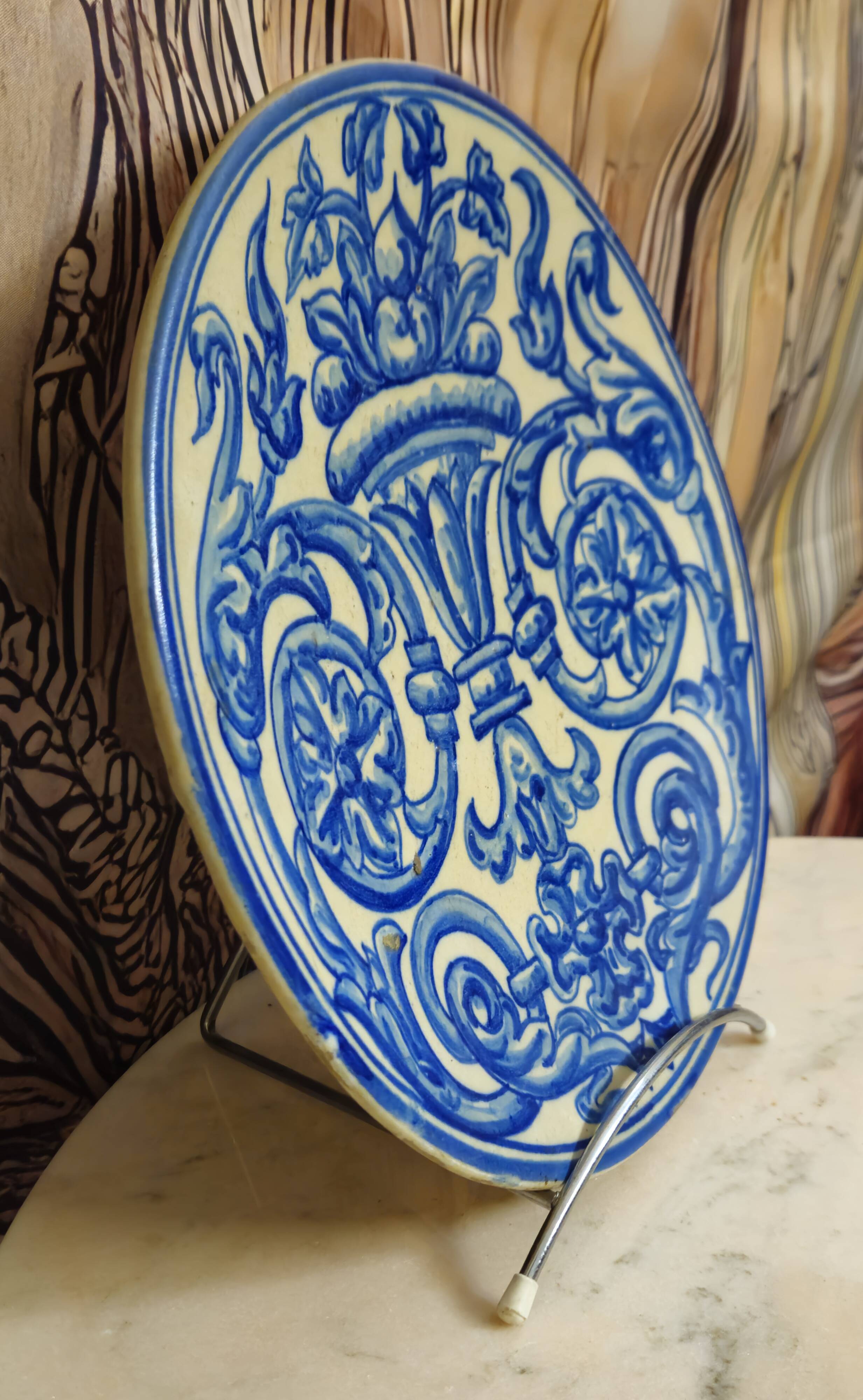 Spanish faience plate with blue decoration – 19th century