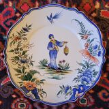 Vintage earthenware plate Asia China decor