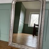 Louis-Philippe mirror gilded with silver leaf