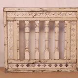 Old Burmese teak railing panel with original ecru patina