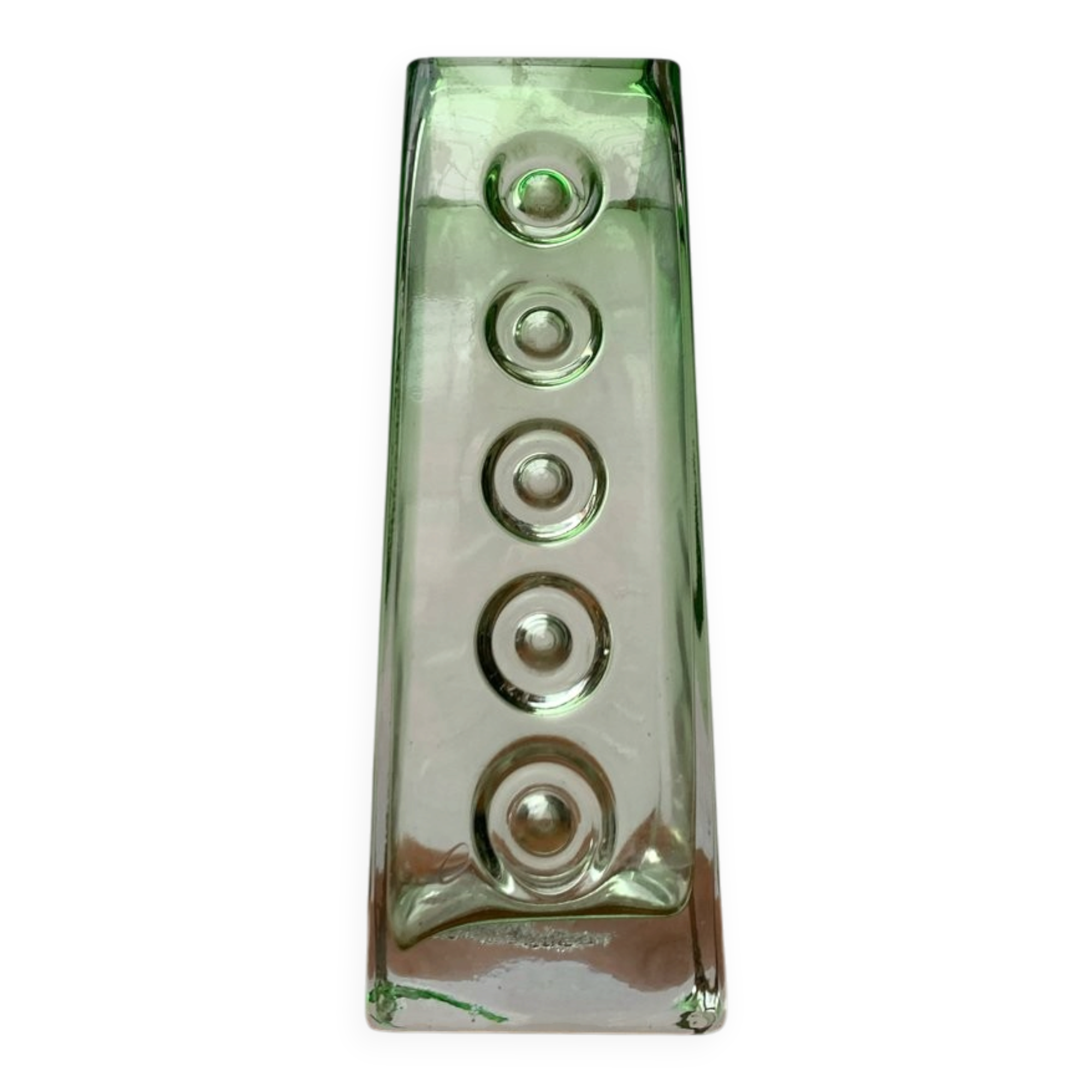 Brutalist glass block vase from the mid-century space age, 1960s