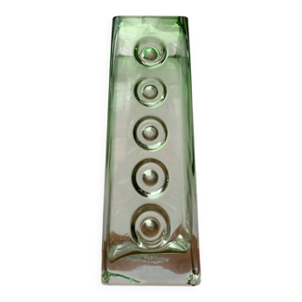 Brutalist glass block vase from the mid-century space age, 1960s
