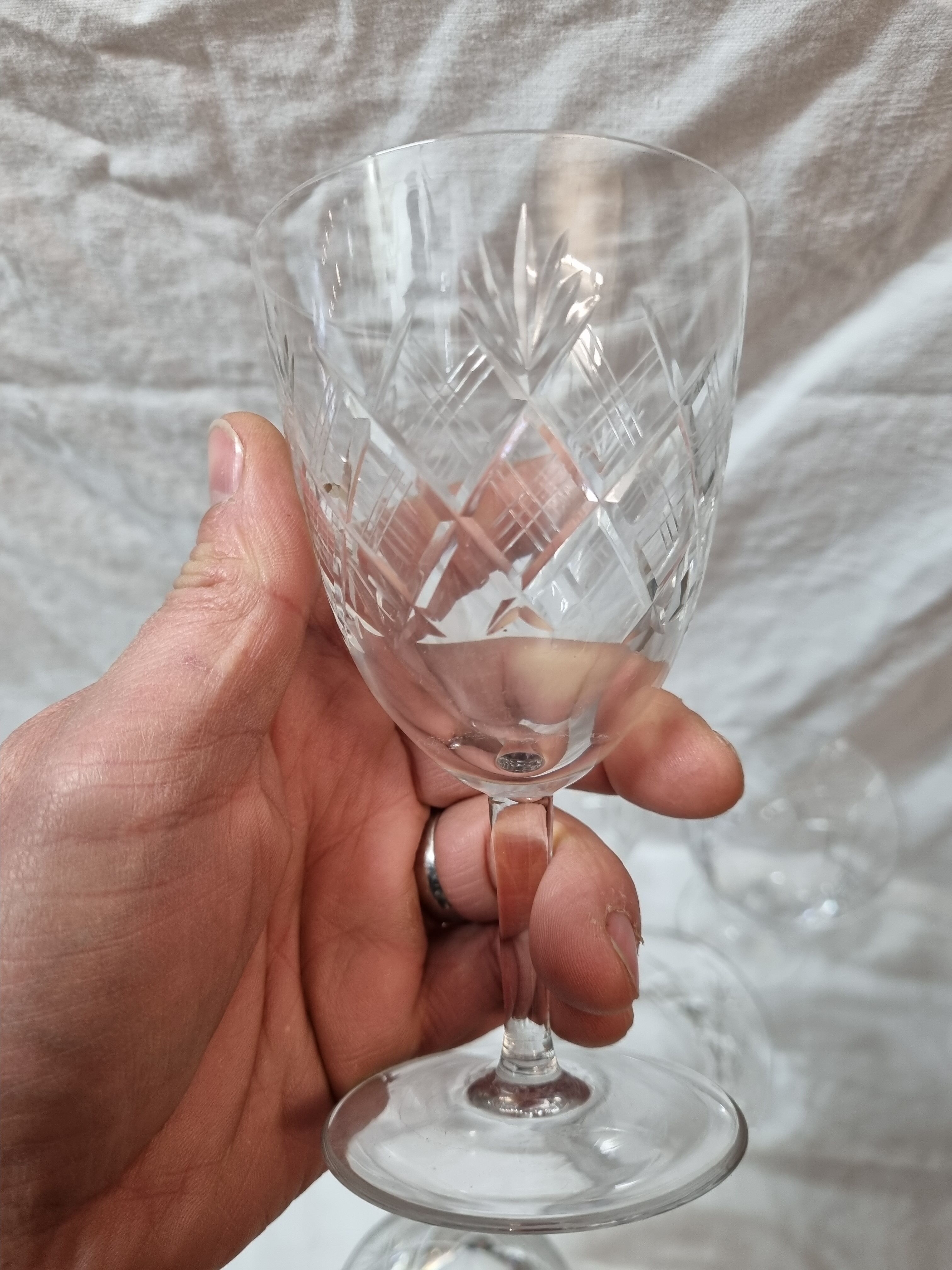 9 crystal wine glasses from 1980
