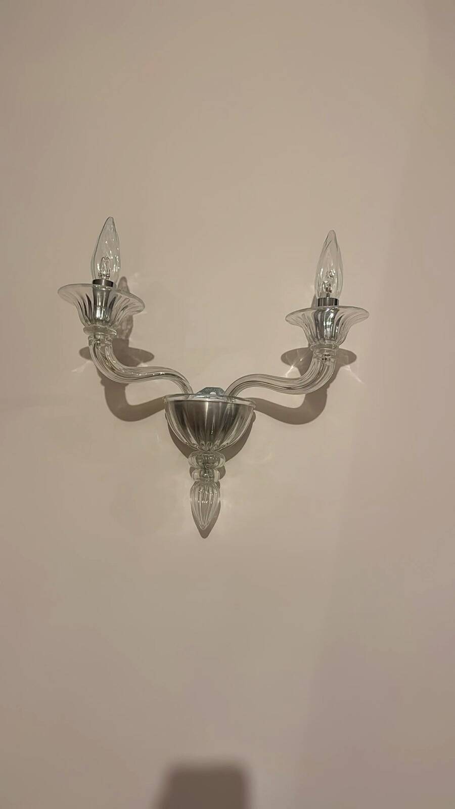 Paire d’appliques murales à 2 bras en verre de Murano