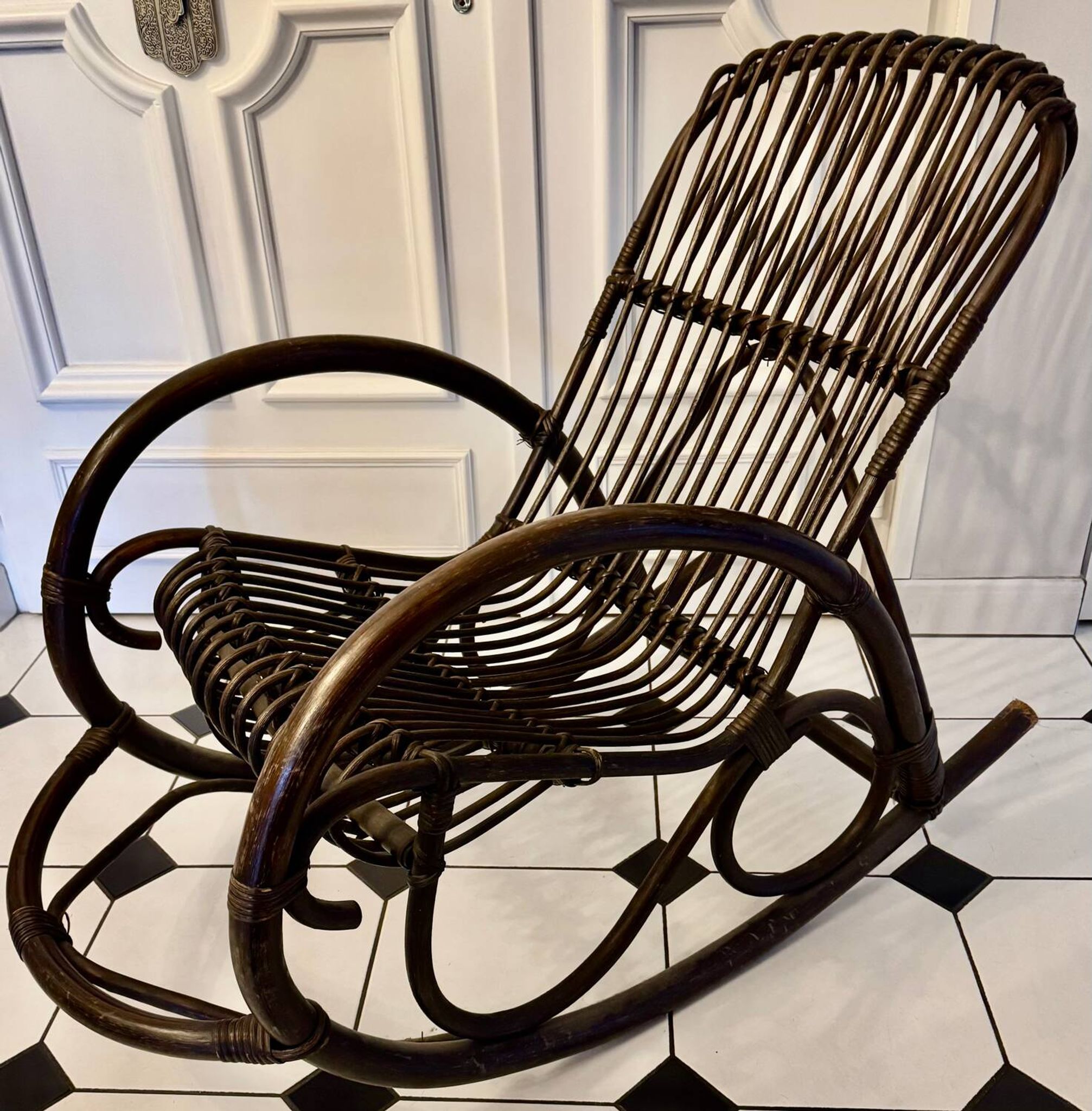 Bamboo and rattan rocking chair