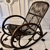 Bamboo and rattan rocking chair
