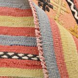 2x9 Green & Red Kilim Runner Rug, 80x287Cm