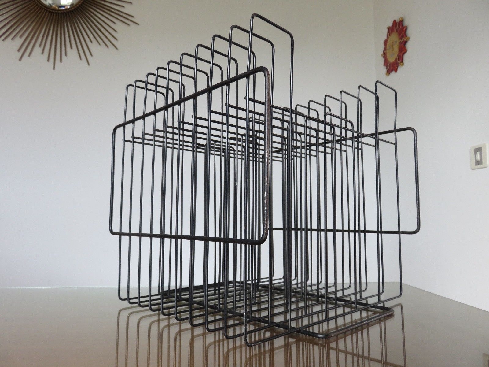 Vinyl rack in black painted metal  1960s