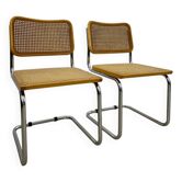 Lot 2 chaises identiques cannées Cesca B32 design Marcel Breuer 1970 Made in Italy vintage