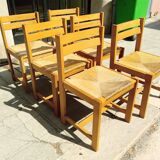 Table et six chaises en orme. Vintage
