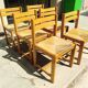 Table and six chairs in elm. Vintage