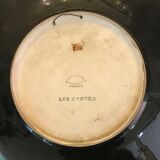 Dish faience de longwy signs l. valenti decor of authentic swans 60s