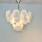 Lustre de style Vistosi en verre de Murano soufflé à la main blanc, Italie