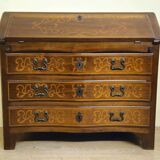 Piedmontese curved writing desk in marquetry
