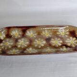 Enamelled terracotta dish decorated with vintage flowers, 40 cm