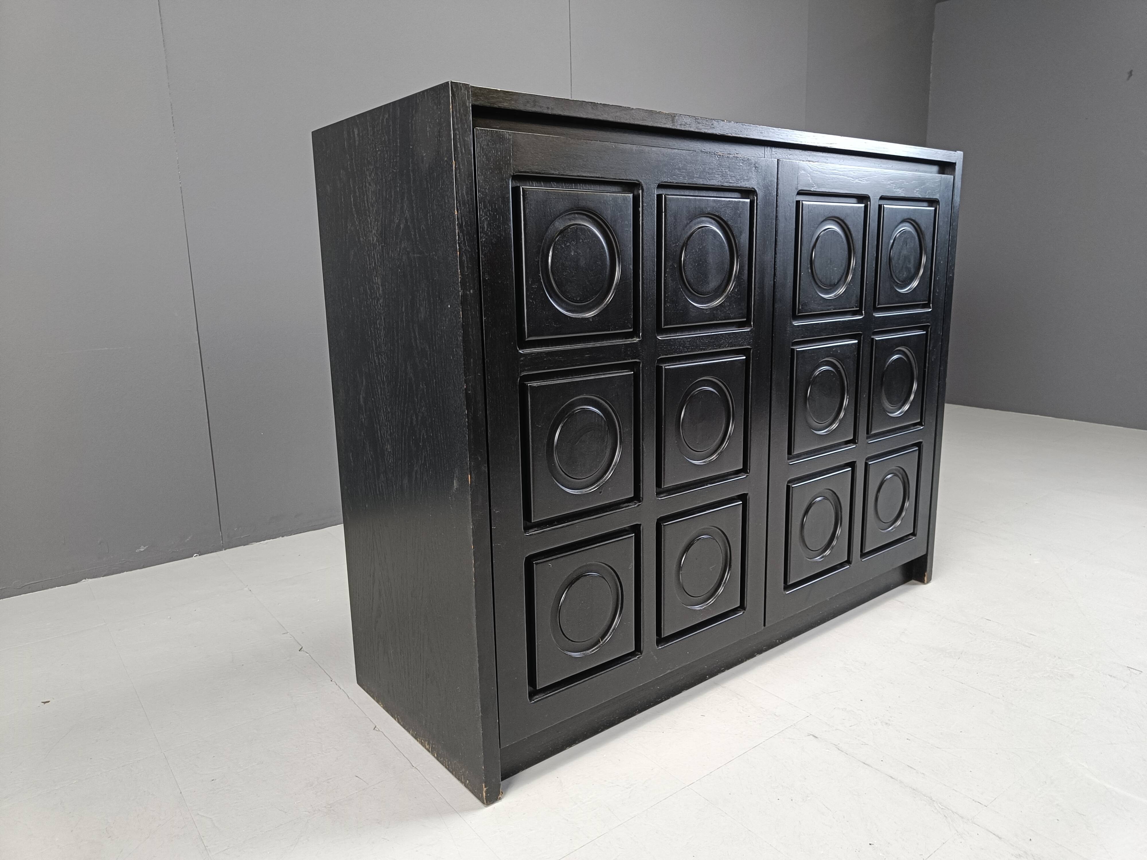 Black brutalist side cabinet, 1970s