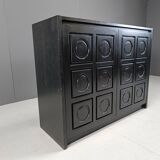 Black brutalist side cabinet, 1970s