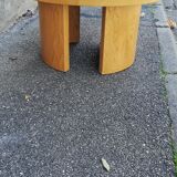 Vintage coffee table round light wood