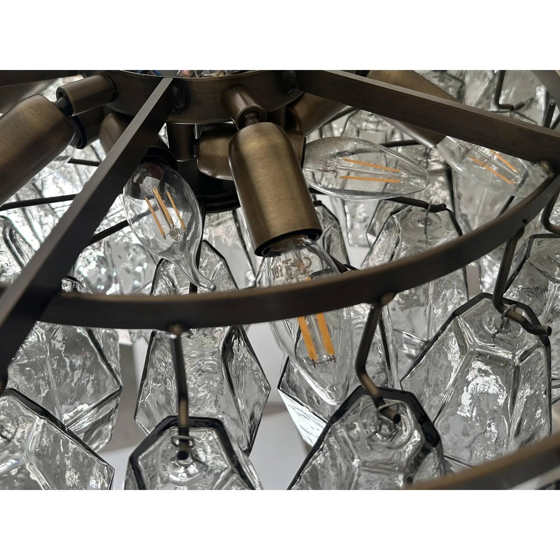 Plafonnier contemporain moderne gris "Poliedri" en verre de Murano par Simoeng