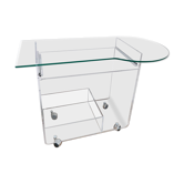 Small glass desk and plexiglass